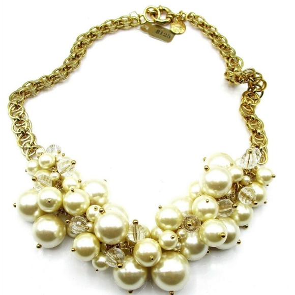 J. Crew Jewelry - J. Crew Gold Tone Pearl & Crystal Necklace NEW! OV